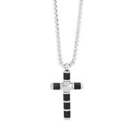 Akzent Uomo e donna in acciaio inox 55 cm, bicolore con ciondolo a forma di croce, lavorazione classica, come regalo alla moda