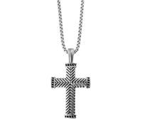 Akzent Uomo e donna in acciaio inox 61 cm, colore argento con ciondolo a forma di croce, lavorazione elegante, ideale per tutti i giorni e per il tempo libero