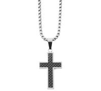 Akzent Uomo e donna in acciaio inox 61 cm, colore argento con ciondolo a forma di croce, lavorazione elegante, ideale per tutti i giorni e per il tempo libero