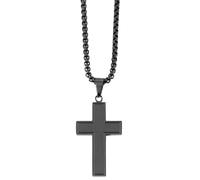 Akzent Uomo e donna in acciaio inox 61 cm, nero con ciondolo a forma di croce, lavorazione robusta - come regalo alla moda