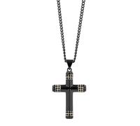 Akzent Uomo in acciaio inox 50 cm, bicolore con ciondolo a forma di croce, lavorazione elegante, ideale per tutti i giorni e il tempo libero