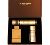 Al Haramain Amber Oud Gold Edition Luxury Gift Set | Include profumo da 75 ml e 30 ml + spray per il corpo da 200 ml | Elegante fragranza unisex con note di agrumi e ambra