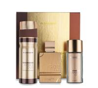 Al Haramain Amber Oud Gold Edition Luxury Gift Set | Include profumo da 75 ml e 30 ml + spray per il corpo da 200 ml | Elegante fragranza unisex con note di agrumi e ambra