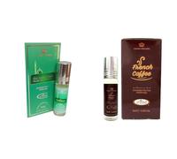 Al Madinah & French Coffee Concentrated Perfume Oil Roll-On (6ml x 2 Combo Pack) | Alcohol-Free Long Lasting Arabic Attar for Men & Women | Woody, Sweet, Musky Unisex Perfume