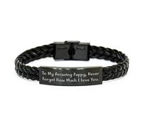 Al mio fantastico Pappy, non dimenticare mai quanto ti amo. Braccialetti in pelle intrecciata Gift per pappy di famiglia, amico o collega, regali di pappelle unici di Natale, gioielli in cuoio