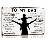 Al mio papà, sincera gratitudine e amore. Targa in metallo con dedica sentimentale per padre e figlio, ideale per la festa del papà, compleanni e come regalo di apprezzamento. Dimensioni: 20x30 cm.