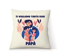 AL PRODUCTION Cuscino Personalizzato con Frase per Papa TI VOGLIAMO TANTO BENE” 40x40 cm con Fodera e Imbottitura per Divano e Poltrona - Idee Regalo Uomo Compleanno e Festa del Papà - Made in Italy
