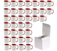 AL PRODUCTION Set di 36 tazze per sublimazione complete di scatola, tazze bianche da 330ml in ceramica per caffè, tè, latte, adatta per stampa sublimatica (Rosso, 36 Pz)