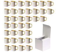 AL PRODUCTION Set di 36 tazze per sublimazione complete di scatola, tazze bianche da 330ml in ceramica per caffè, tè, latte, adatta per stampa sublimatica (Giallo, 36 Pz)