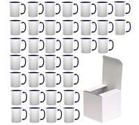 AL PRODUCTION Set di 36 tazze per sublimazione complete di scatola, tazze bianche da 330ml in ceramica per caffè, tè, latte, adatta per stampa sublimatica (Blu, 36 Pz)