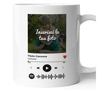AL PRODUCTION Tazza Personalizzata con Foto e Musica Spotify - Codice Musicale Scannerizzabile per la Tua Canzone con Titolo e Autore - Idea Regalo Uomo e Donna per ogni Occasione - Made in Italy