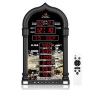 Al salama Orologio Azan, Orologio da Parete Musulmano Automatico per la Preghiera in Tutto il Mondo, 8 Suoni di Preghiera Azan Digitali (Nero)