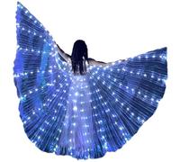 Ala di danza del ventre, ali luminose per adulti, chiusura in, con aste telescopiche, 2 modalità, controllo della luce, LED, ali di farfalla, per Carnevale, palcoscenico, Natale, feste di fata,