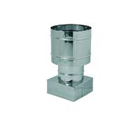 Ala fumaiolo cappello antivento a botte con base quadra 30x30 cm in acciaio inox