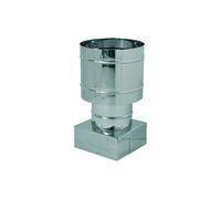 Ala fumaiolo cappello antivento a botte con base quadra 32x32 cm in acciaio inox