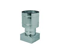 Ala fumaiolo cappello antivento a botte con base quadra 35x35 cm in acciaio inox