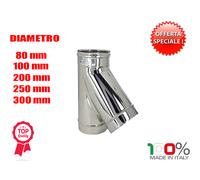 Ala raccordo braga a Y 135° acciaio Inox per canna fumaria varie misure