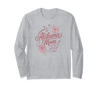 Alabama Mom Cursive Red Floral Design Cute Maglia a Manica