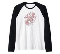 Alabama Mom Cursive Red Floral Design Cute Maglia con Maniche Raglan