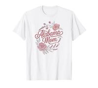 Alabama Mom Cursive Red Floral Design Cute Maglietta