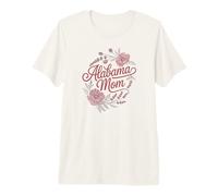 Alabama Mom Cursive Red Floral Design Cute Maglietta Premium