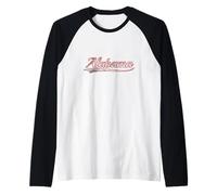 Alabama Vintage Varsity Distressed Throwback Style Maglia con Maniche Raglan