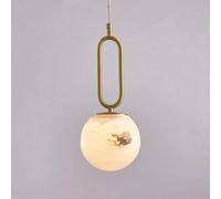 Alabaster Globe Antique Brass Marble Pendant Light Kitchen Island Frosted Milk Glass Natural Stone Hanging Lamp Mid Century Chandelier for Dining Room Bedroom Farmhouse Black