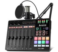 ALABS Fxcaster, kit di apparecchiature per podcast, mixer per podcast, configurazione iniziale per podcast, 7 controlli, interfaccia audio con diaframma da 25 mm, kit microfono XLR con diaframma da 25