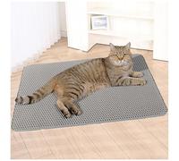 Alacritua Tappetino per Lettiera per Gatti, 60 X 90cm/116 X 66cm Design a Nido d'Ape, Impermeabile, Doppio Strato Tappetino Raccogli Sabbia Gatto, Utilizzato in Varie Lettiere,24X35In-Gray