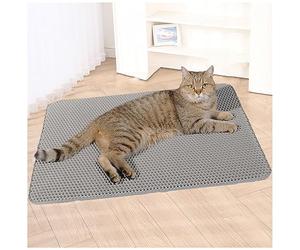 Alacritua Tappetino per Lettiera per Gatti, 60 X 90cm/116 X 66cm Design a Nido d'Ape, Impermeabile, Doppio Strato Tappetino Raccogli Sabbia Gatto, Utilizzato in Varie Lettiere,24X35In-Gray