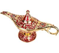 Aladdin Ornament, lampada da genio in lega di zinco blu, ornamento da scrivania, decorazione da tavolo leggenda magica di Aladino (rosso)