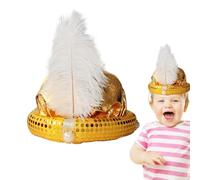 Aladdin Prince Hat - Turbante sultano con piume e perle, cappello da principe con paillettes, da uomo, splendido copricapo per feste in costume ed eventi a tema