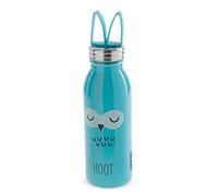 Aladdin Zoo Borraccia Termica Bambini 0.43L Civetta Morbido Anello da Dita in Silicone - Mantiene il Freddo per 7 Ore - Coperchio a Tenuta Stagna - Borraccia Acciaio Senza BPA