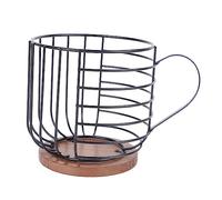 Aladeno Cestello porta capsule caffè a forma di tazza Porta cialde caffè in ferro nero e pino Porta cialde rotondo in filo contenitore Cestino Decorazioni per la casa per bancone