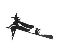 Aladeno Halloween Door Corner Decor, Metal Halloween Door Topper, Halloween Door Frame Decor, Witch on Broom and Cat Halloween Decoration for Party Door Corner Window Corner