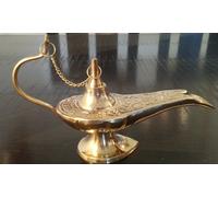 Aladin Genie Lampade 6.5'' Dorato Ottone Magico Aladdin Centrale Eastern Chirag