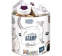 Aladine -16 Timbri Gatti con Inchiostratore - Schiuma & Gomma - per Carteria, Bullet Journal, Scrapbooking, Hobby, Disegno - Creative Stamp - Idea Regalo Bambino Adulto, 03714