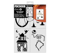 Aladine - 4 stencil per Halloween, 10 x 15 cm, forma cappello e pipistrello, per pittura, airbrush, scrapbooking - decorazione decorativa - 81279