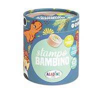 STAMPO BAMBINO stampini DINOSAURI con tampone nero 8 TIMBRI aladine kids IN LEGN