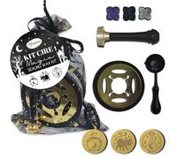 Aladine - Kit di cera per sigillatura magia - tampone + fornello + cucchiaio + perle di cera - gatto, pozione, Halloween - 71134
