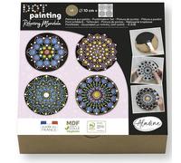 Aladine - Kit Mandala in Dot Painting - Cofanetto Mandala con 4 stencil Mandala e strumenti Dot Painting - 85495