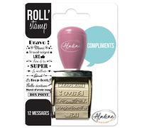 Aladine - Roll' Stamp Compliments - Timbro con rotella - 12 messaggi da timbrare ovunque - ideale per proiettili di giornale, Scrapbooking 2159 nero