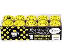 AladinE Smiley Stampo Easy, Timbri per Bambini, Nero/Giallo, Small, Kit di 6 Timbri Preinchiostrati