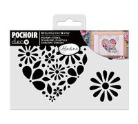 Aladine - Stencil a forma di cuore floreale, 15 x 10 cm, per decorare tutte le superfici