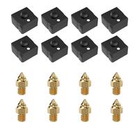 ALadrs Set di 8 calzini in silicone e 8 ugelli da 0,4 mm, parti per stampante 3D, custodia in silicone per stampante 3D Ender 3 V2 Neo, Ender 3 Neo, Ender 3 Max Neo, CR-10 FDM