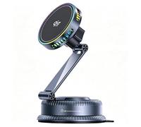 ALAFLY Supporto cellulare da auto con caricabatterie wireless da 25 W e luce LED, caricatore con Tec e ventola di raffreddamento, supporto magnetico a 360°, adattatore 45 W per iPhone