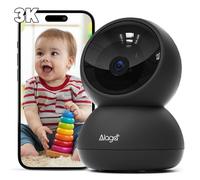 Alaga Security Indoor Cam 3K - Telecamera di sorveglianza interna, Wi-Fi, girevole, con visione notturna, riconoscimento degli animali domestici (1, nero)