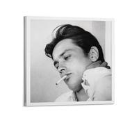 Alain Delon - Poster artistico da parete su tela, decorazione artistica da parete con musica e film, per soggiorno e camera da letto, 40 x 40 cm, con cornice