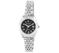 Alain Miller Orologio classico da donna nero argento analogico data acciaio inossidabile quarzo, Nero , Bracciale
