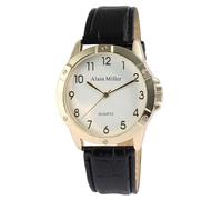 Alain Miller Orologio da polso da uomo in similpelle nera, lunghezza 24 cm, design classico per ogni uomo